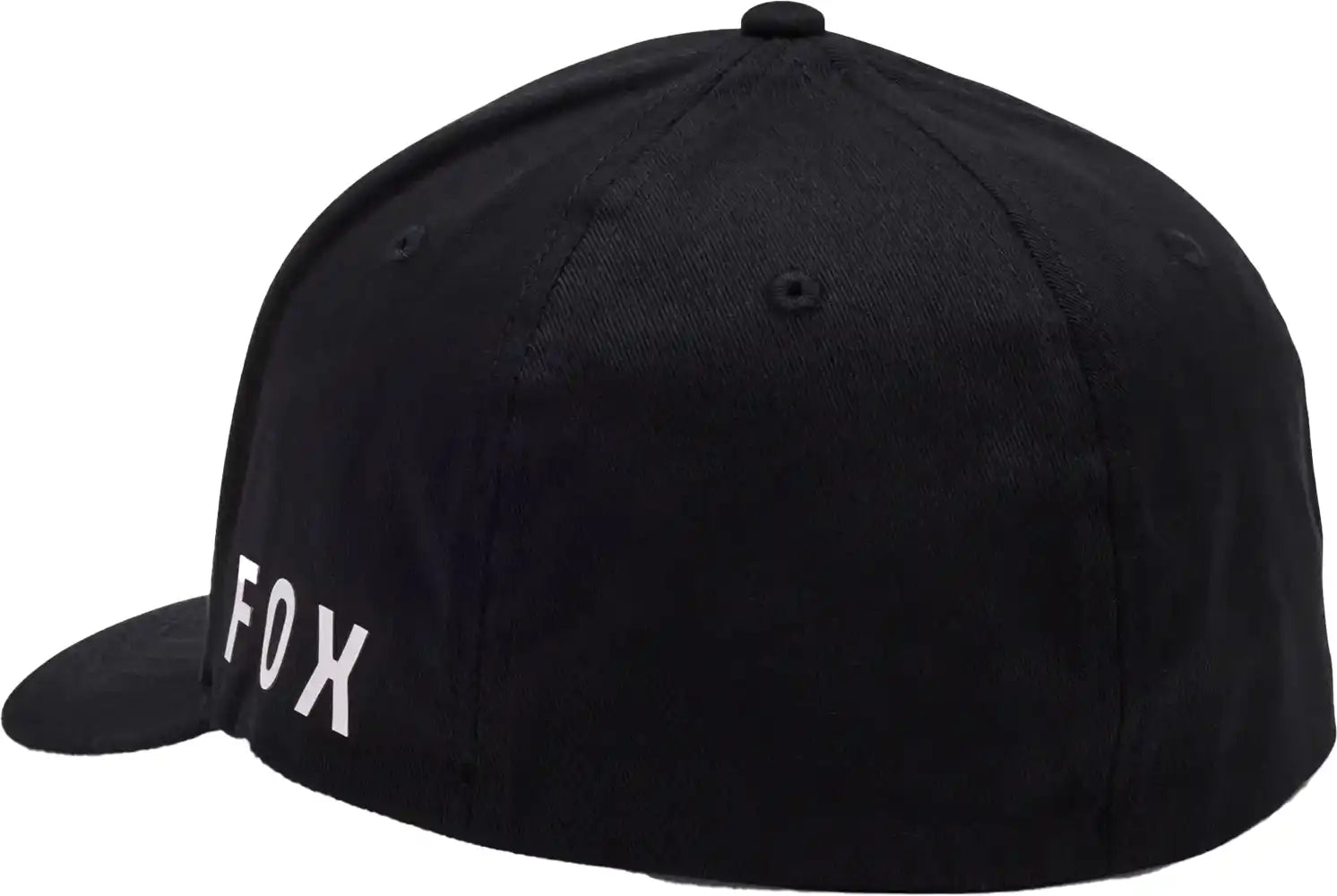 Fox X Honda Flexfit men's hat, black and gray with embroidered Fox and Honda logos, adjustable strap, casual athletic style.