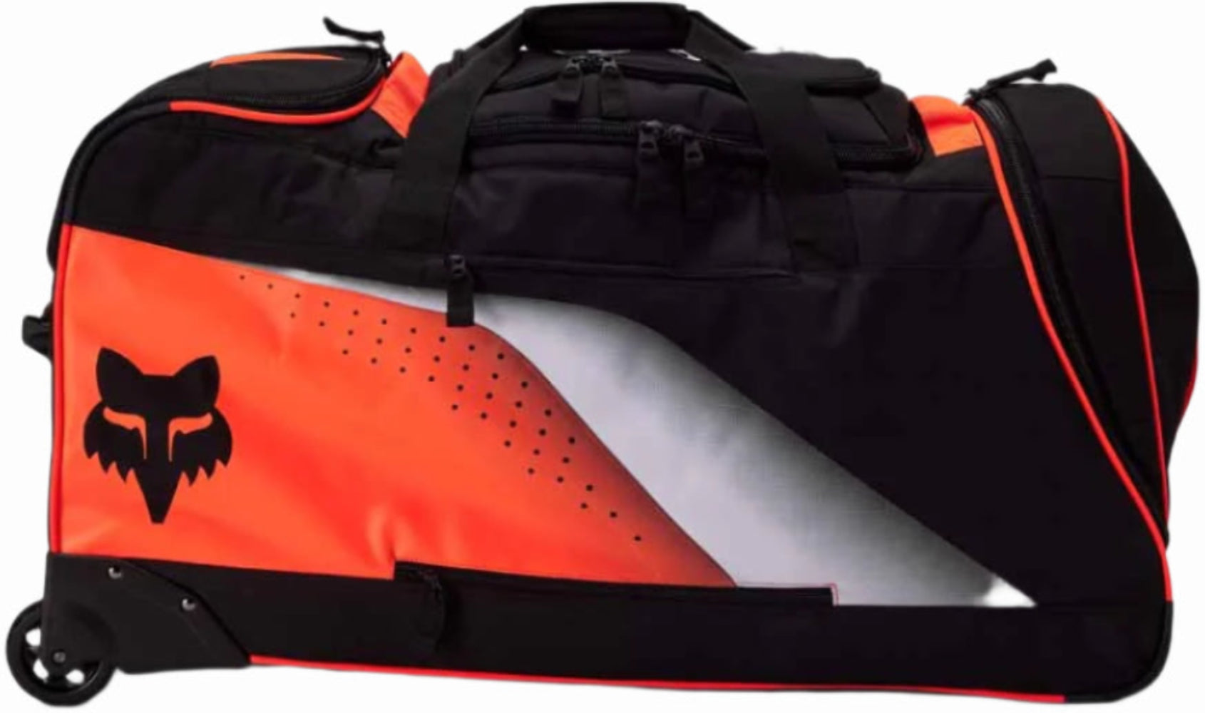 Fox Divider Shuttle Roller Bag accessories with adjustable compartments and durable wheels, designed for easy transportation.