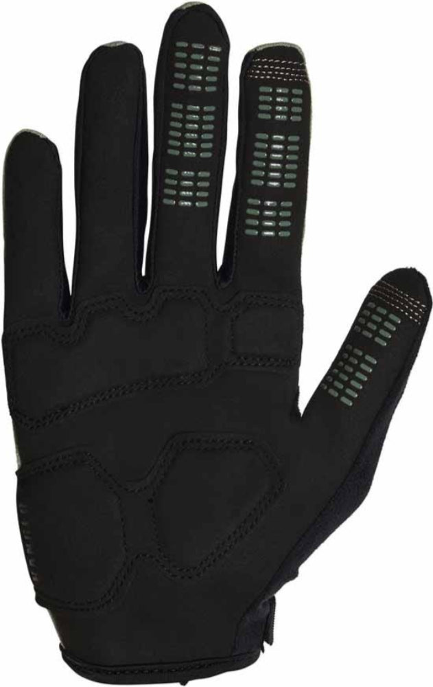 Fox Ranger Gel men's MTB gloves showing padded finger areas and breathable mesh fabric for cycling comfort.