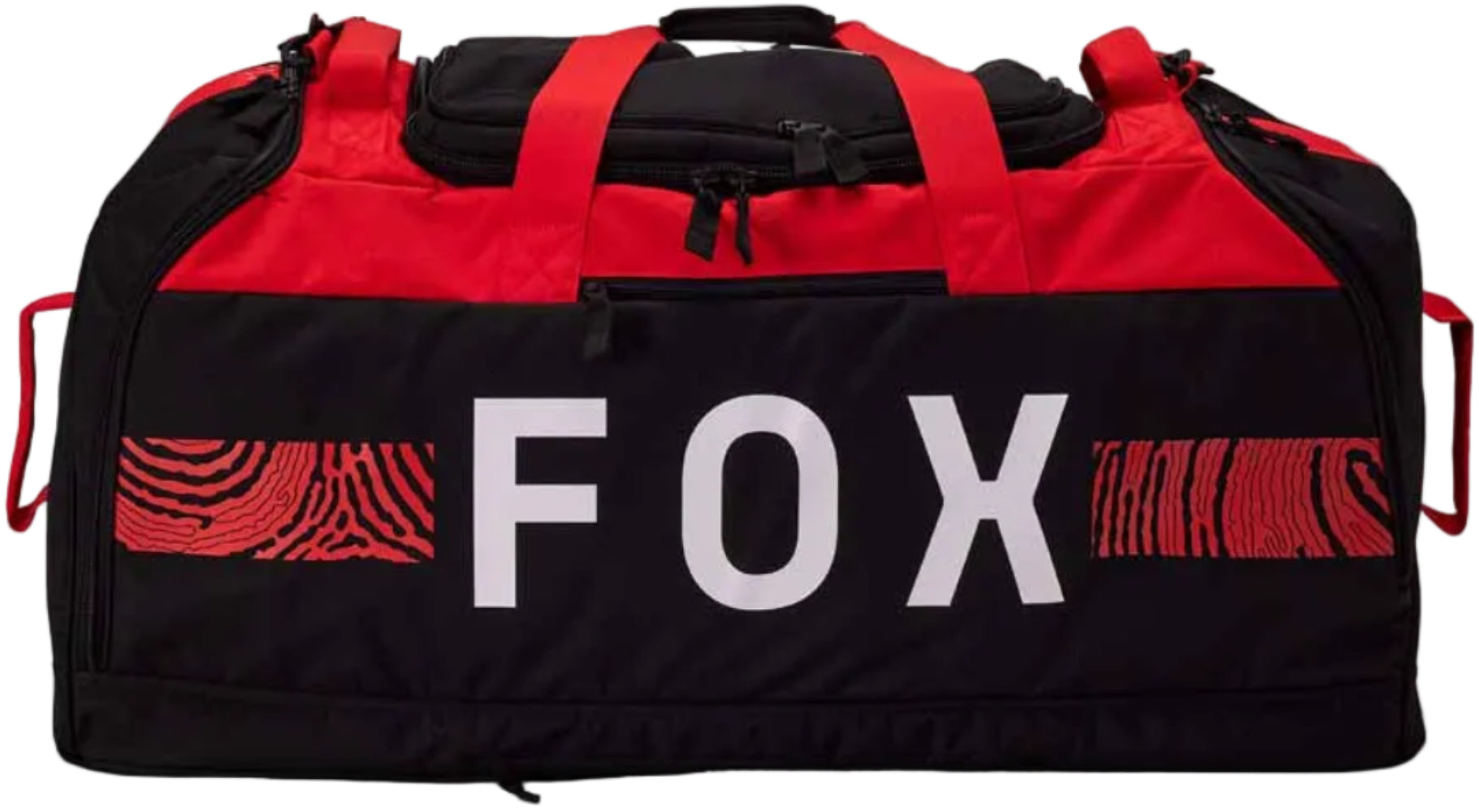 Fox Impression Podium Duffle Bag in black with handles and shoulder strap, designed for accessories and travel use.