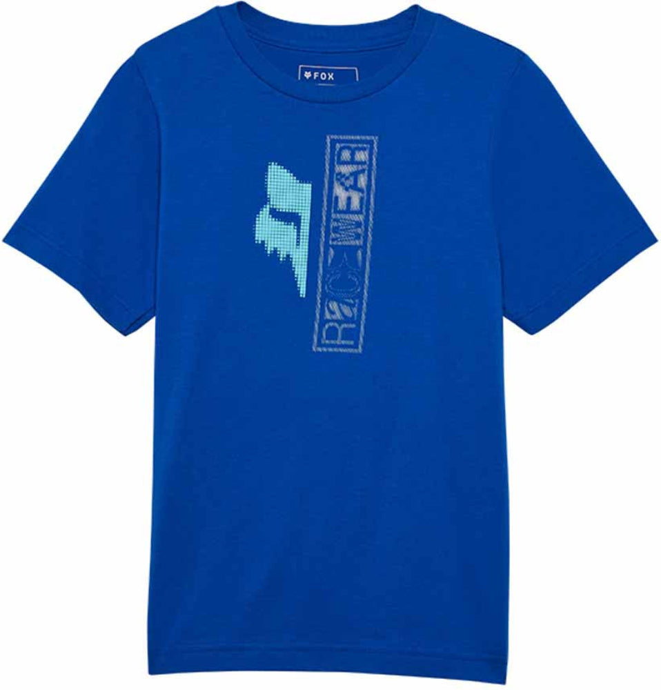 Fox Throttle SS Youth T-Shirt, casual clothing with Fox logo, in a vibrant color, displayed flat on a white background.