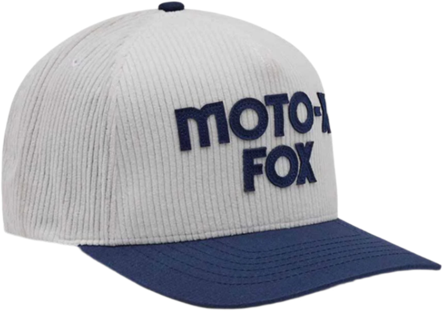 Fox Moto-X corduroy women's hat, stylish clothing accessory with a curved brim and adjustable strap, in a classic corduroy fabric.