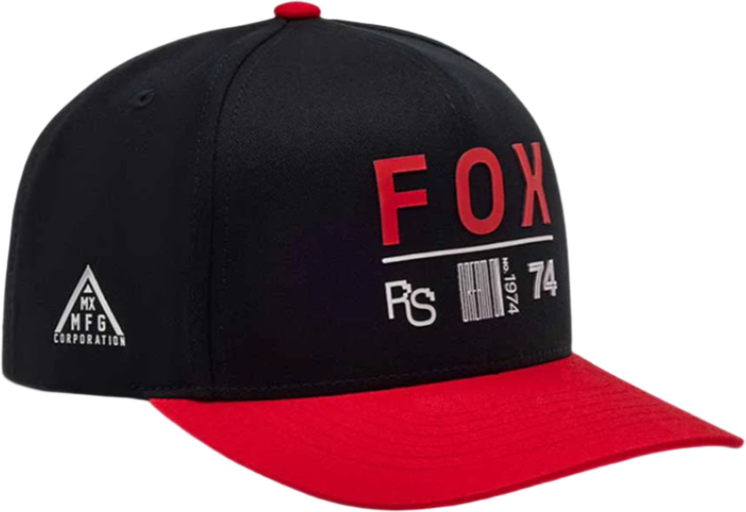 Fox Race Spec Snapback Hat in black with logo patch, showcasing a stylish and casual men's clothing accessory.