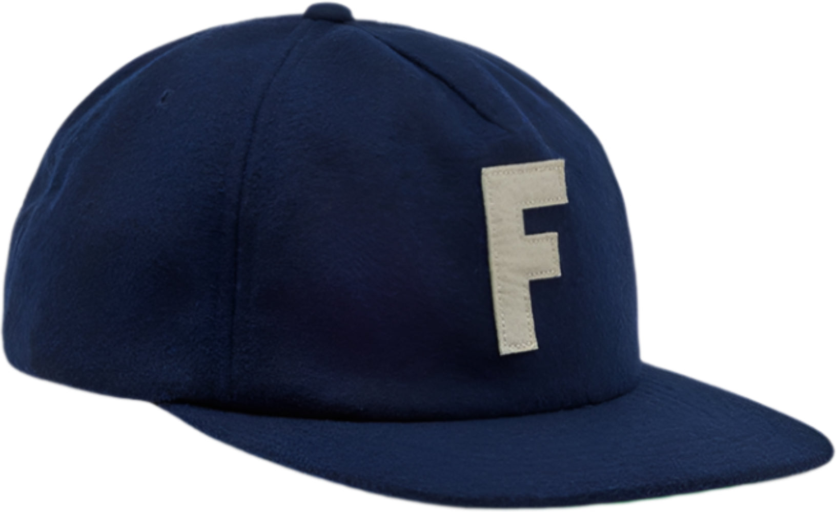 Fox Big F adjustable wool hat, stylish clothing accessory in dark colors with a branded logo patch on the front.