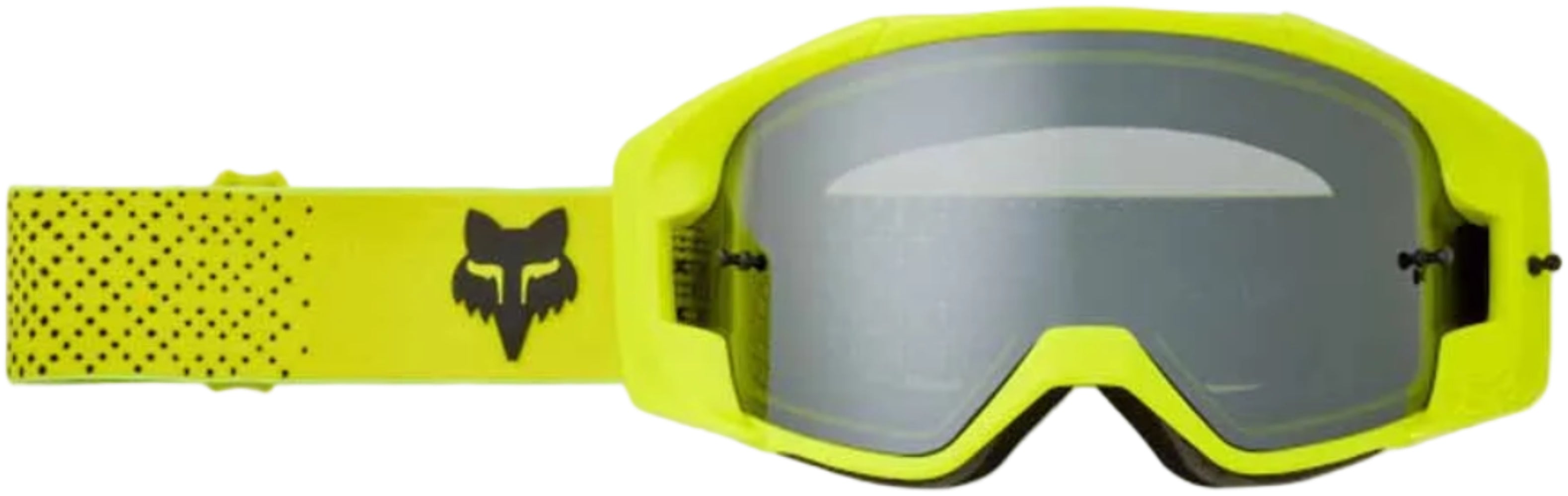 Fox Vue Core goggles, black and orange motocross accessories with clear lens, designed for comfort and protection.