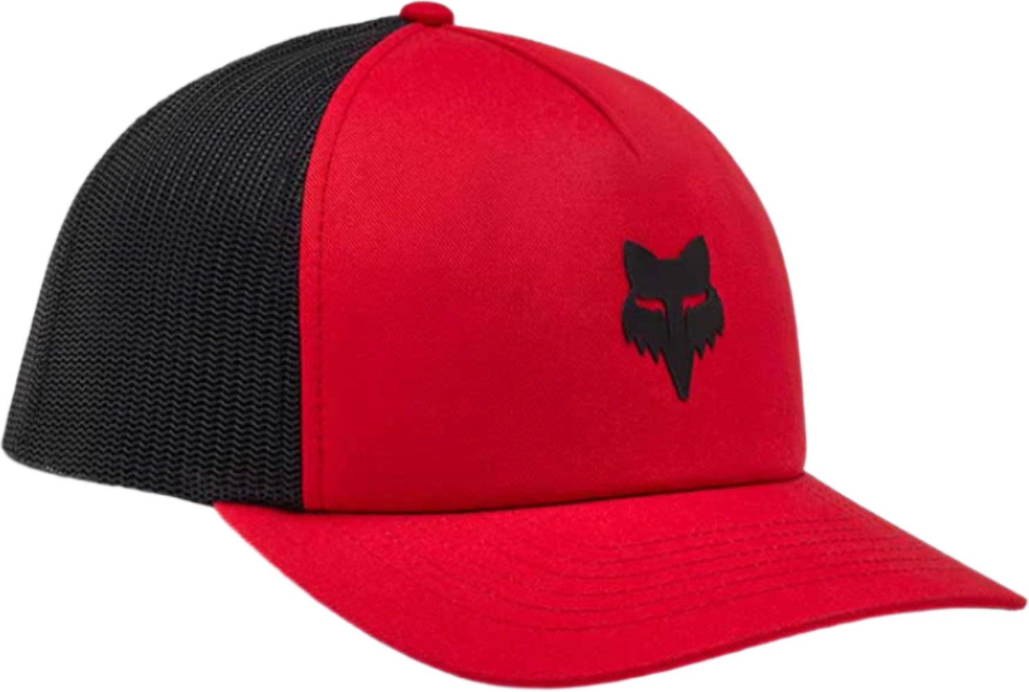 Fox Head Trucker Men's Hat featuring a classic mesh back and embroidered fox logo on front, casual stylish men's clothing accessory.