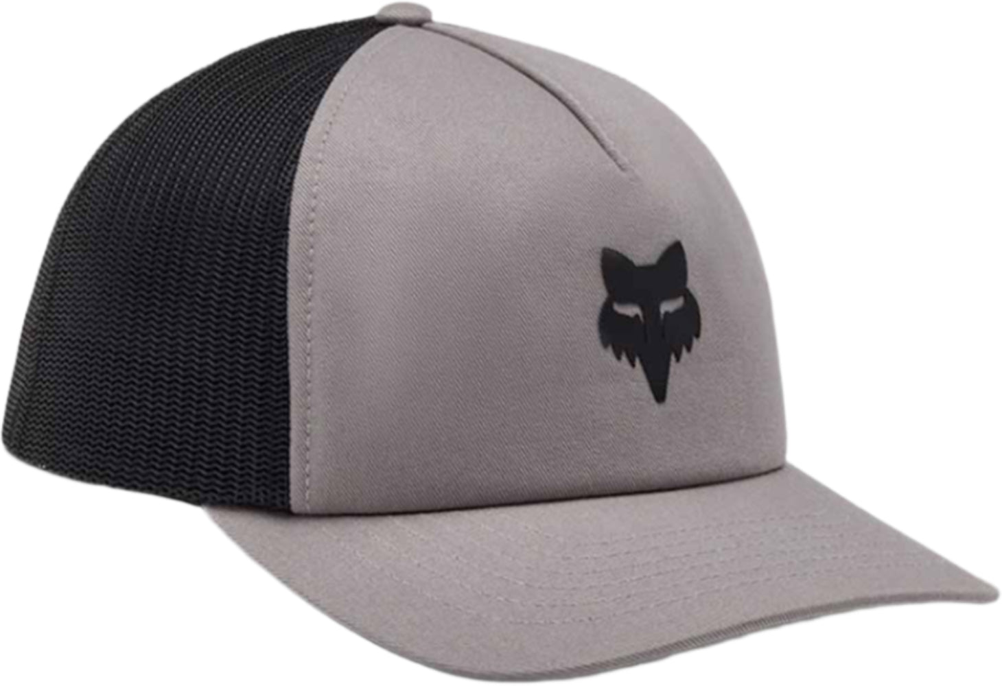 Fox Head Trucker Mens Hat featuring a branded logo, mesh sides, and adjustable snapback for a casual, sporty look.