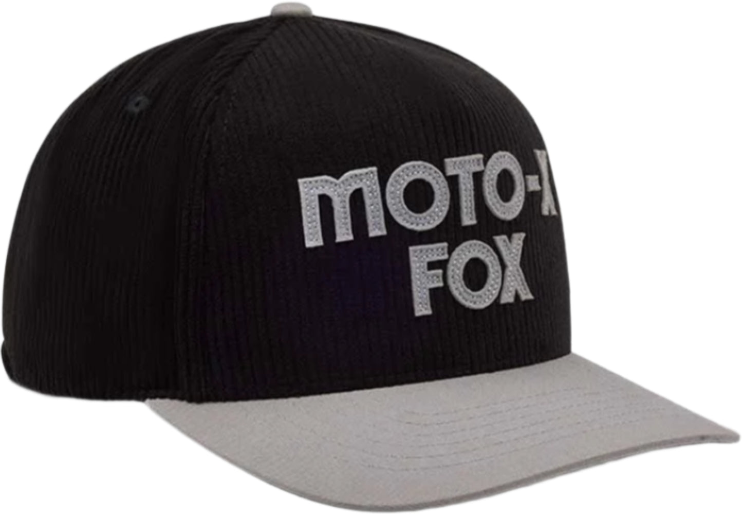Fox Moto-X corduroy hat with a curved brim and adjustable strap, featuring the Fox logo embroidered on the front.