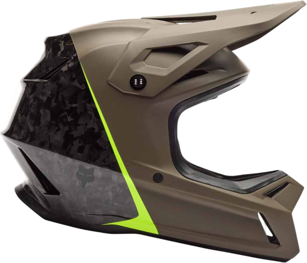 Fox Rampage RS SPLICE MIPS MTB helmet showing durable black and white design with adjustable straps and ventilation.