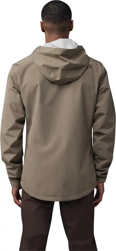 Men's Fox Ranger 2.5L waterproof jacket in black, featuring a hood and zip closure, designed for outdoor activities.
