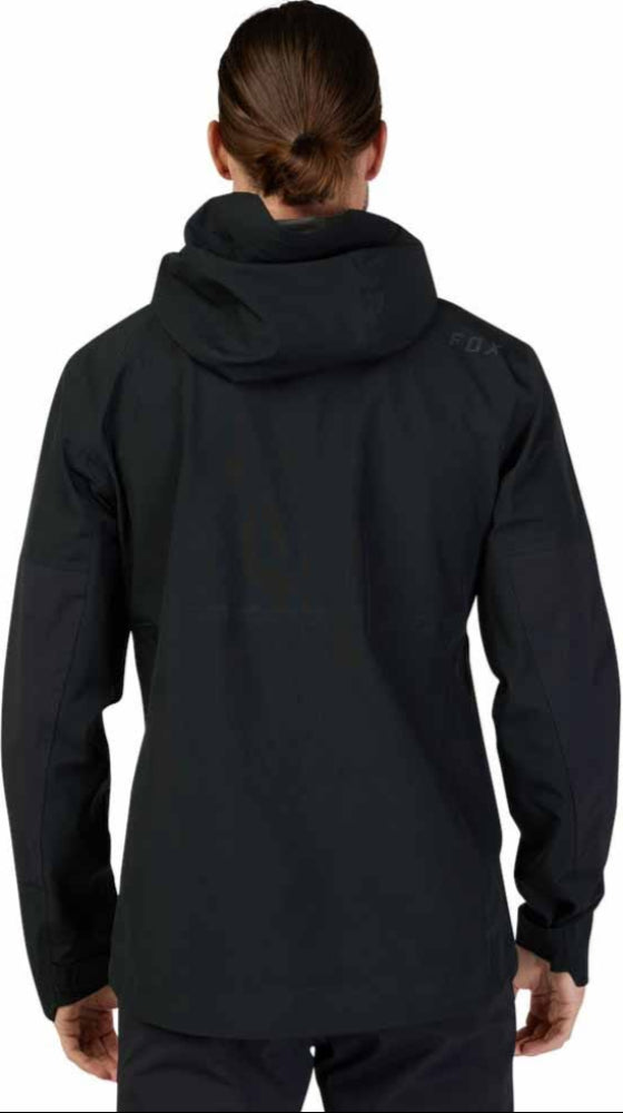 Fox Defend 3L Water Men's Jacket showing front view with waterproof fabric and adjustable hood for outdoor protection.