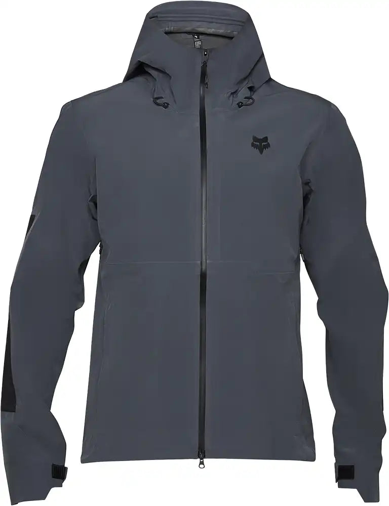 Fox Defend 3L Water Mens Jacket, lightweight waterproof outdoor clothing with adjustable hood and breathable fabric.