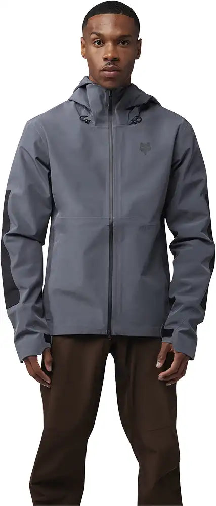 Fox Defend 3L Water Men's Jacket, waterproof outdoor clothing with a hood, designed for protection and durability.