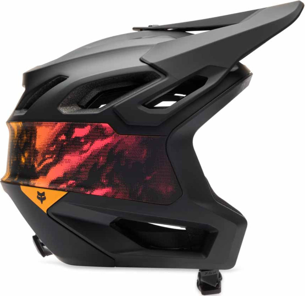 Fox Dropframe Pro KAIROS MIPS MTB helmet with adjustable straps and ventilation, shown from front angle.