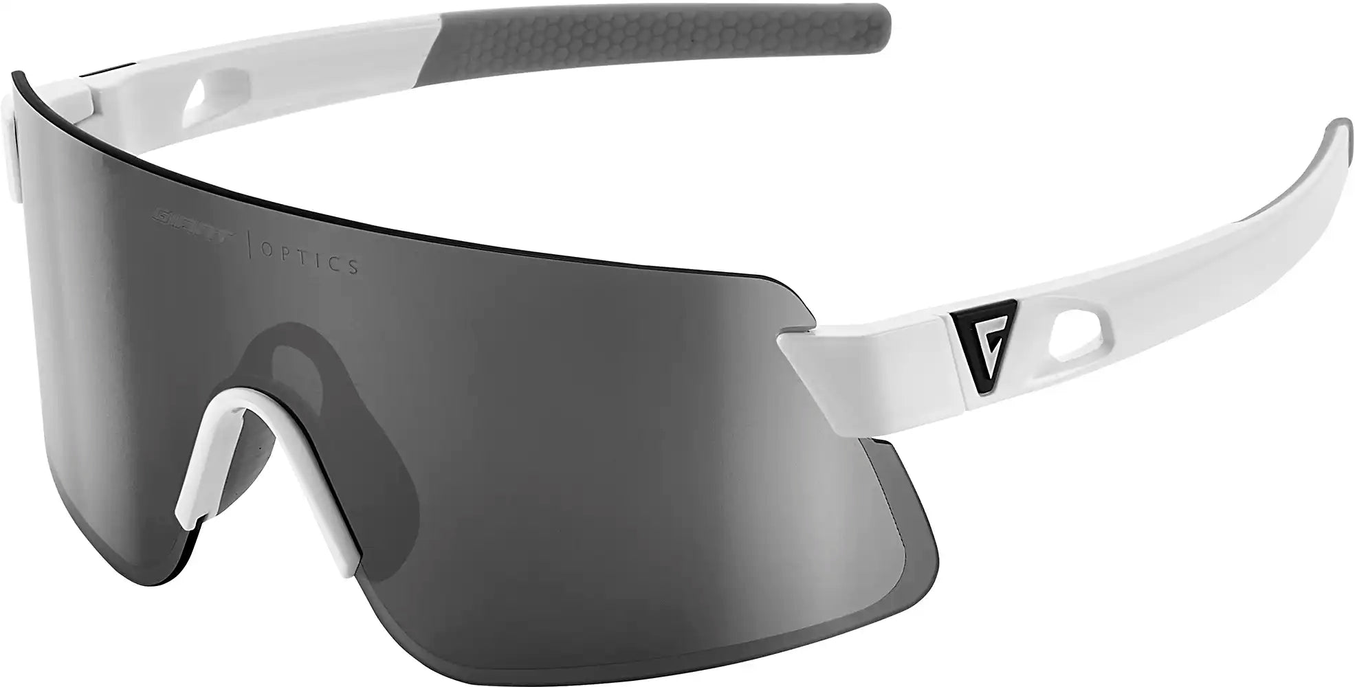 Giant Helio sunglasses with white frame and polarized gray lenses, stylish accessories for sun protection.