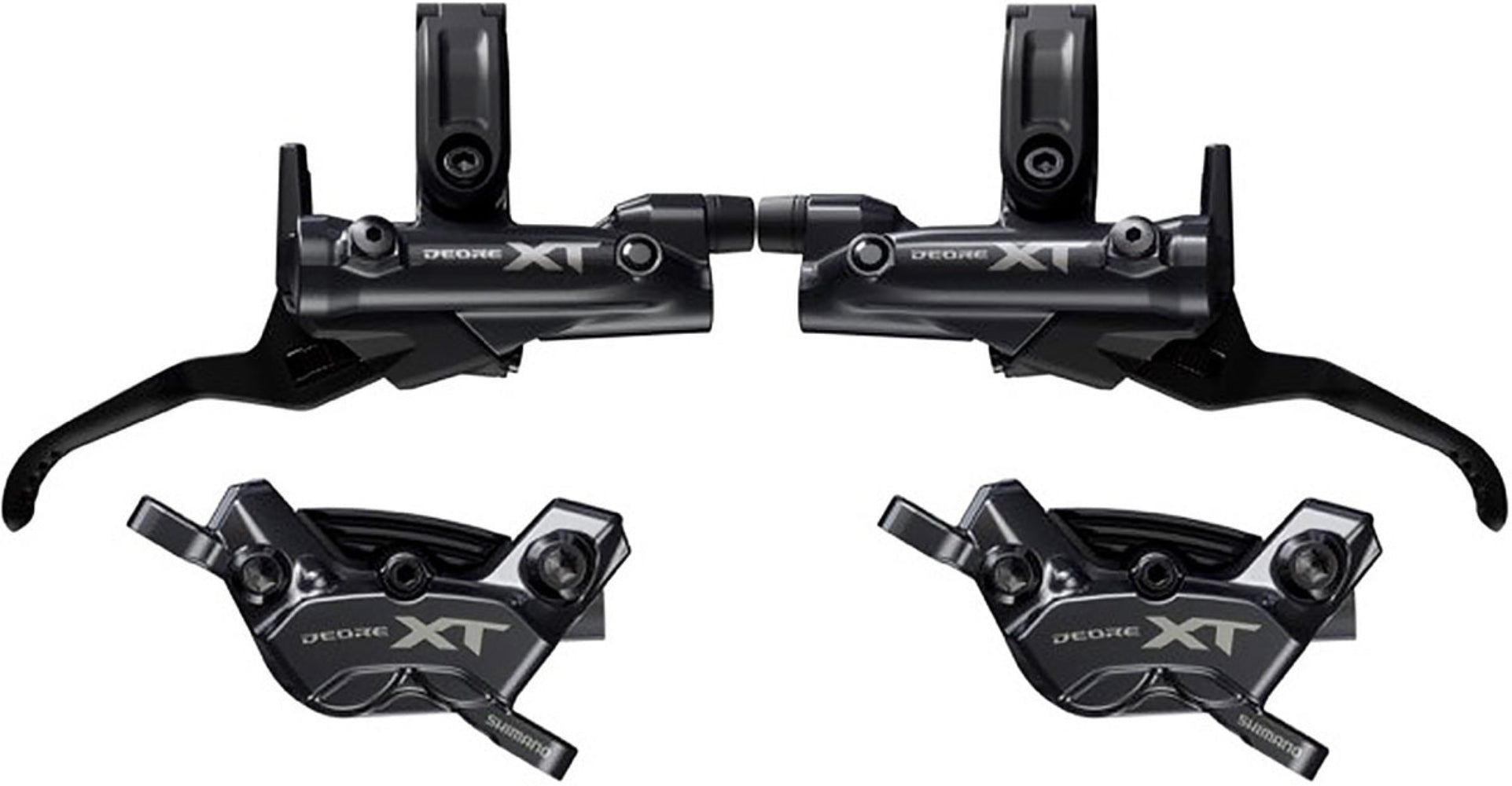 Shimano XT M8220 Enduro hydraulic disc brake upgrade kit with brake lever, caliper, and hoses for mountain biking parts.