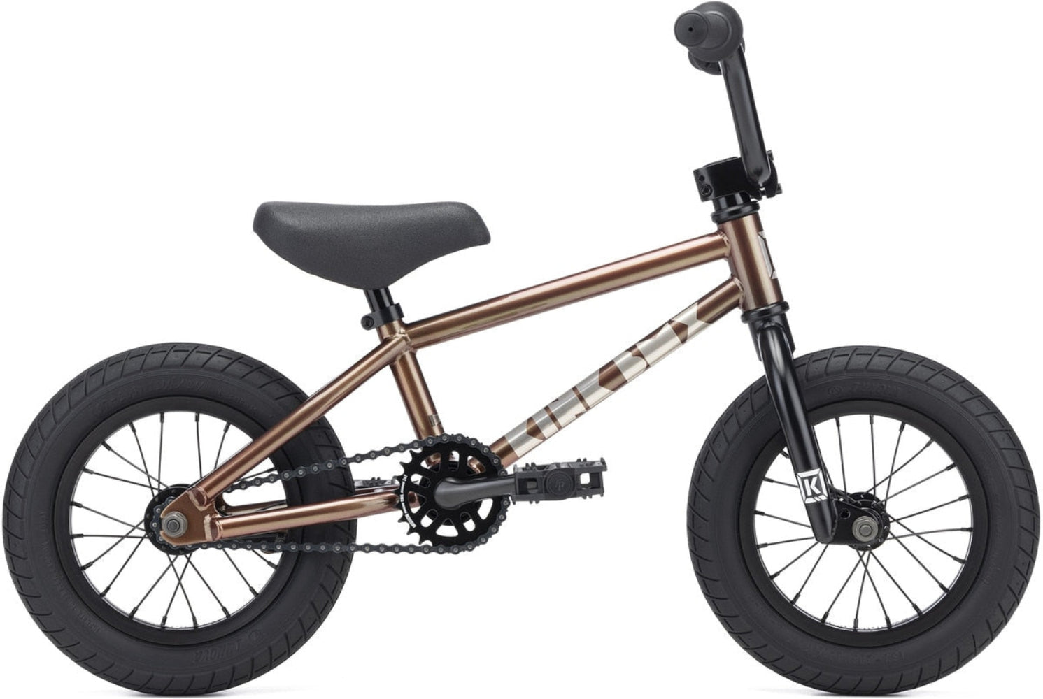 Red 2026 Kink Roaster 12 BMX bike with sturdy frame, knobby tires, and BMX handlebars, designed for durability and performance.