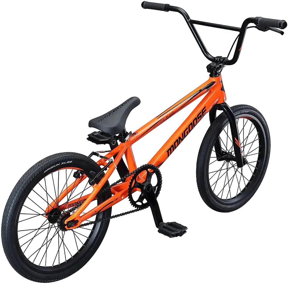 Mongoose Title Elite Pro XL BMX bike with black frame and 2025 model design, featuring rugged tires and professional-grade components.