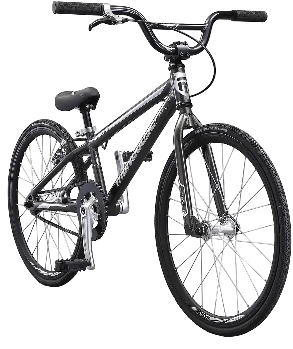 Mongoose Title Junior BMX bike with sturdy frame, colorful design, and 20-inch wheels suitable for young riders.