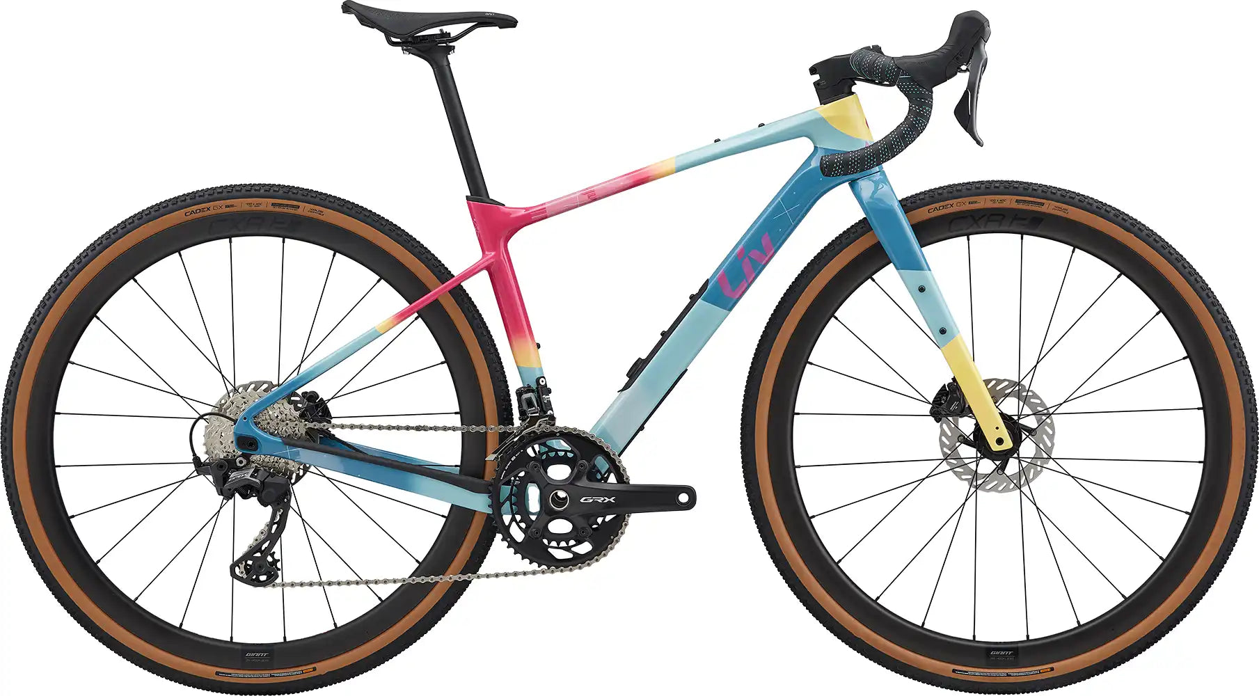 Liv Devote Advanced 0 SE gravel bike with lightweight frame, drop handlebars, and sleek design perfect for off-road riding.