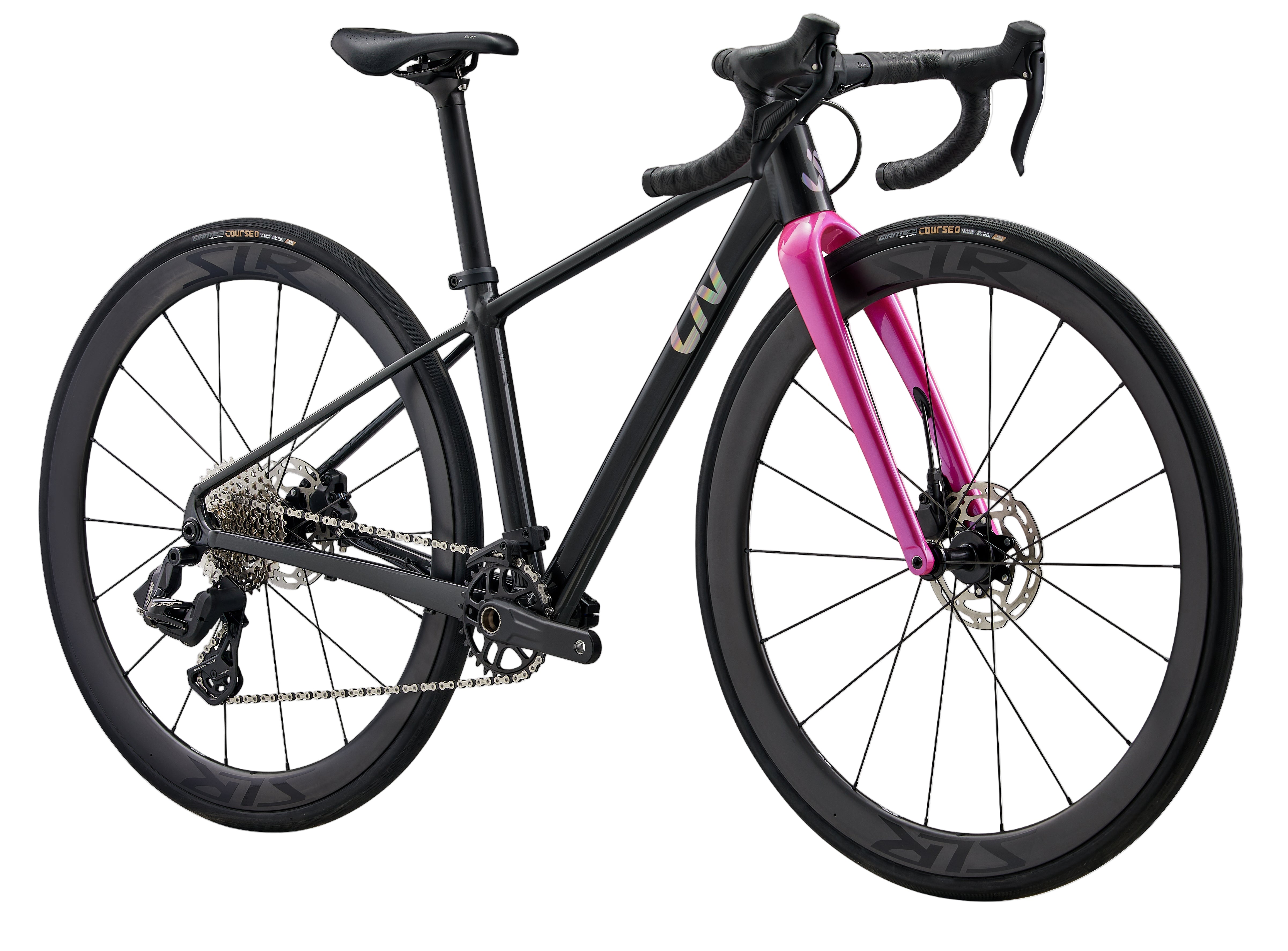 Black chrome Liv Seek 1 kids bike from 2026 model year, front view showing frame and handlebars.