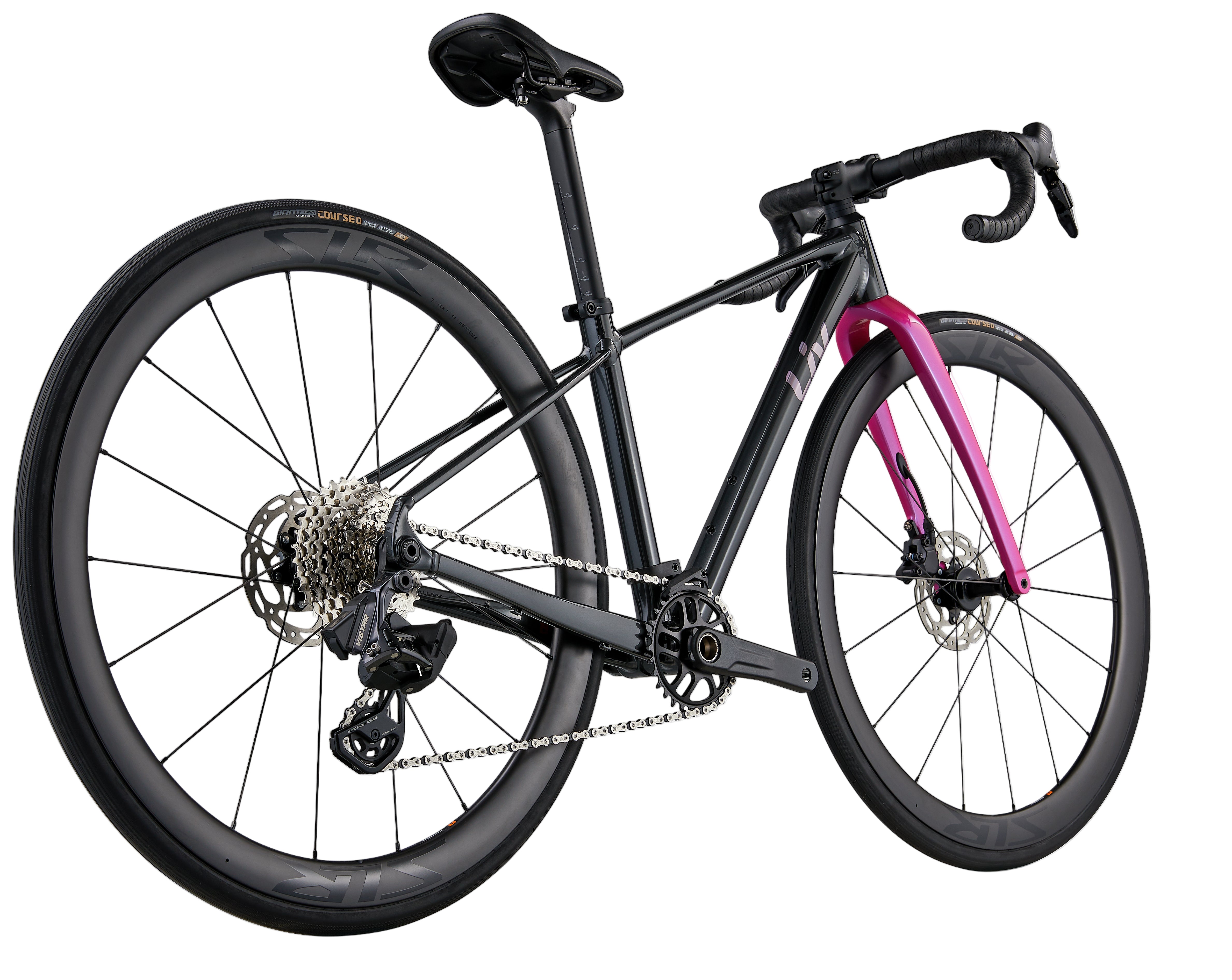 Black chrome Liv Seek 1 kids bike from 2026 model year, rear view showing durable frame and colorful details.