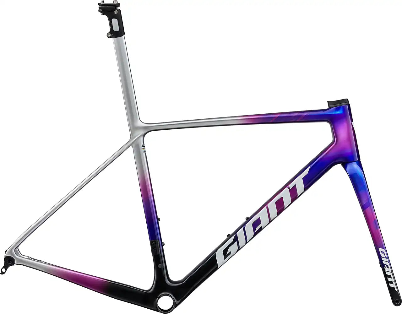 Giant 2026 TCR Advanced SL road bike frameset in vibrant Purple Storm color, lightweight carbon construction for high performance.