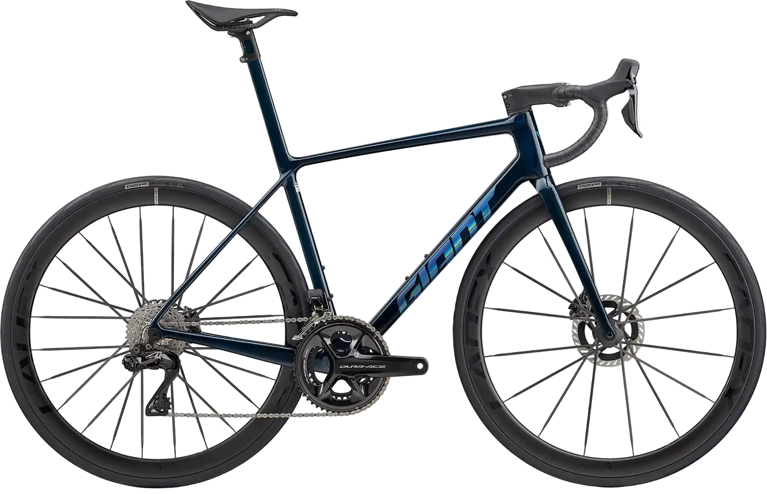Giant 2026 TCR Advanced SL 0 road bike in Mariana Blue with Dura-Ace components, sleek lightweight frame, and aerodynamic design