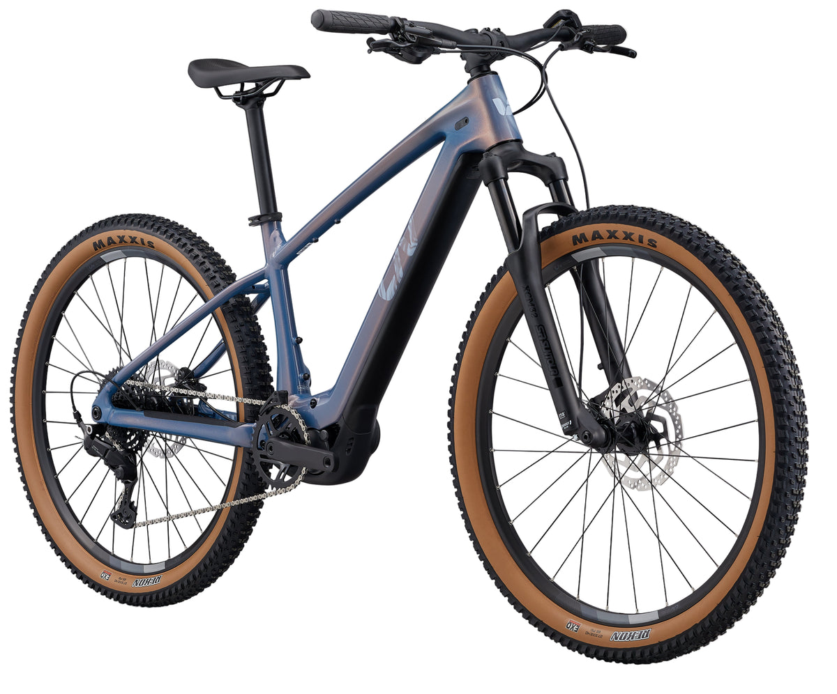 Liv Tempt E+ 2026 e-bike with front view, featuring a sleek design and lunar eclipse color scheme.