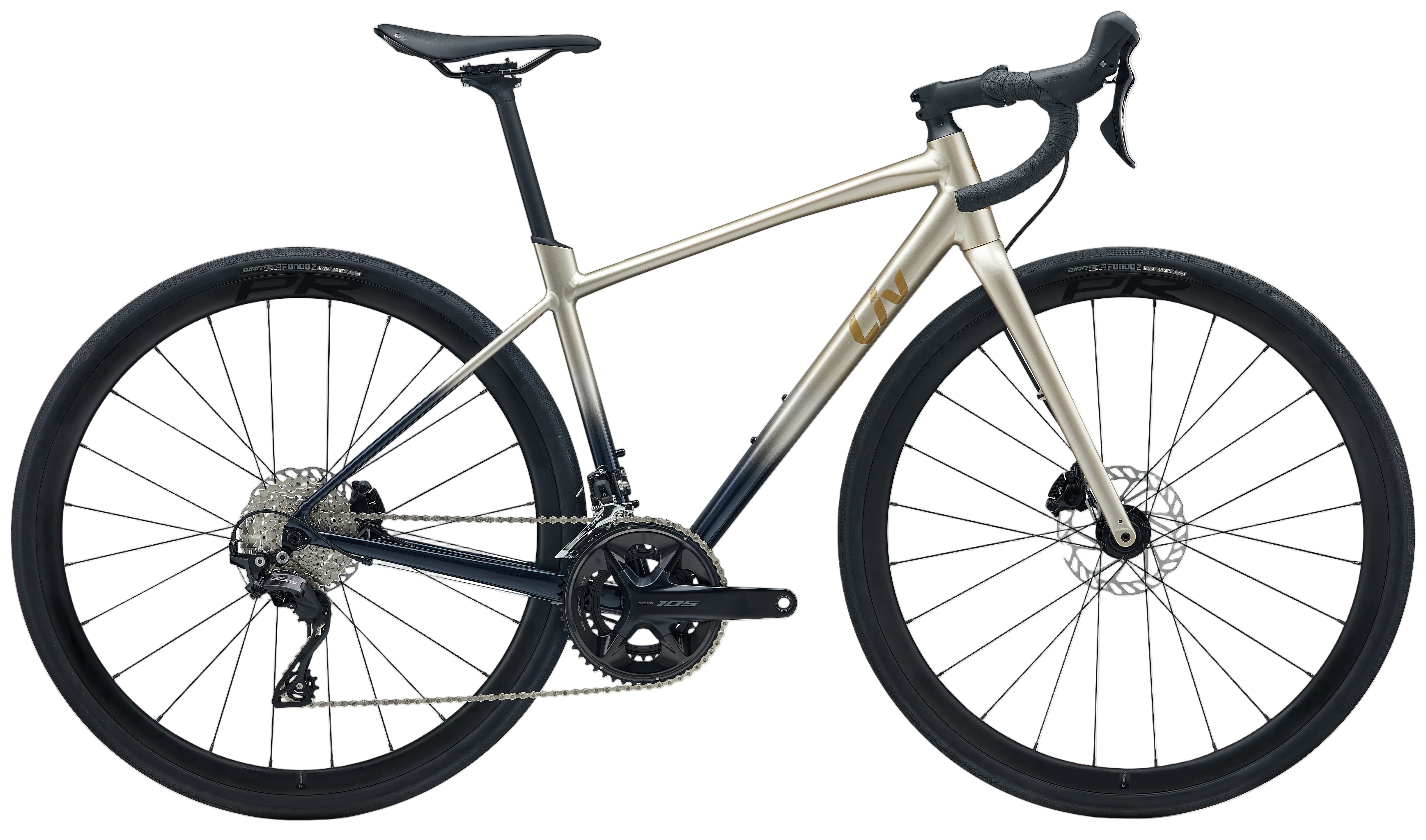 Liv Avail AR 1 2026 road bike in sandshell and cold night colors, featuring lightweight frame and aerodynamic design.