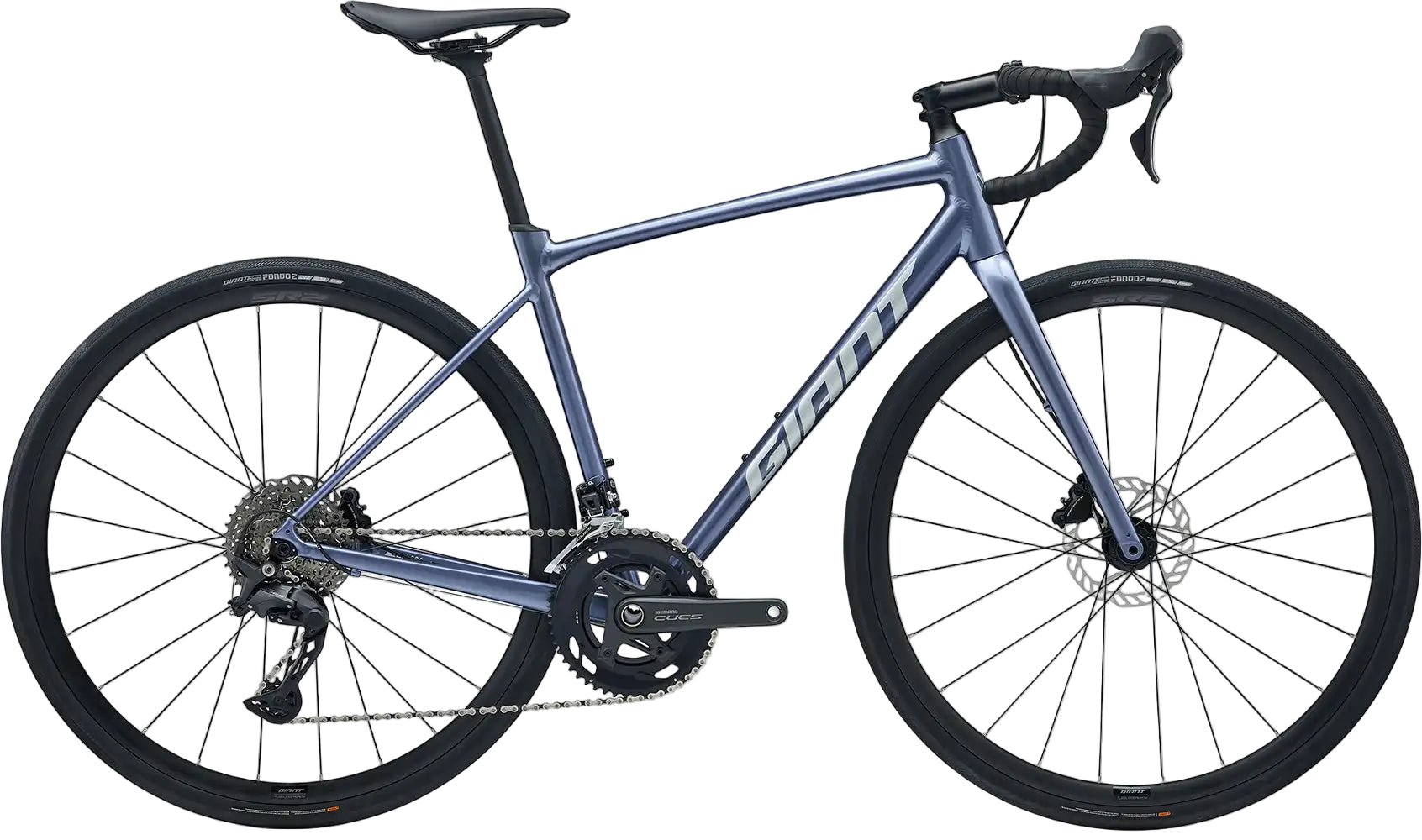 Giant 2026 Contend AR 2 road bike with sleek Thundercloud color, lightweight frame, and aerodynamic design for performance cycling.