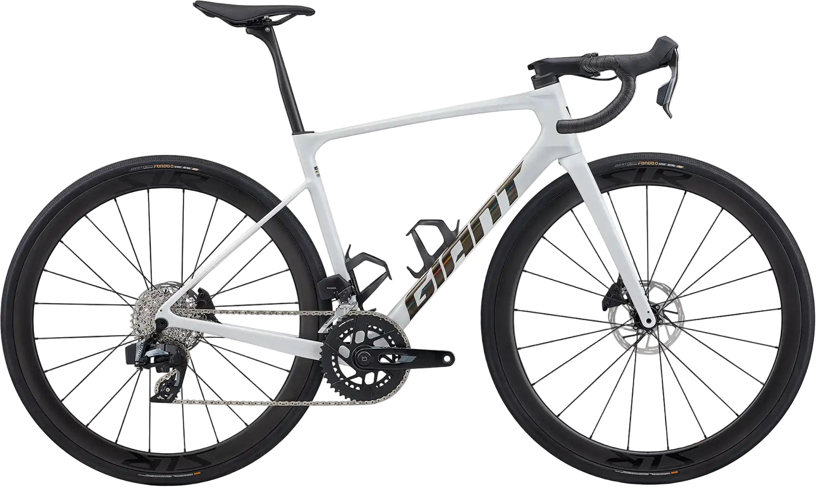White 2026 Giant Defy Advanced Pro 1 road bike with lightweight frame and aerodynamic design, ideal for endurance riding.