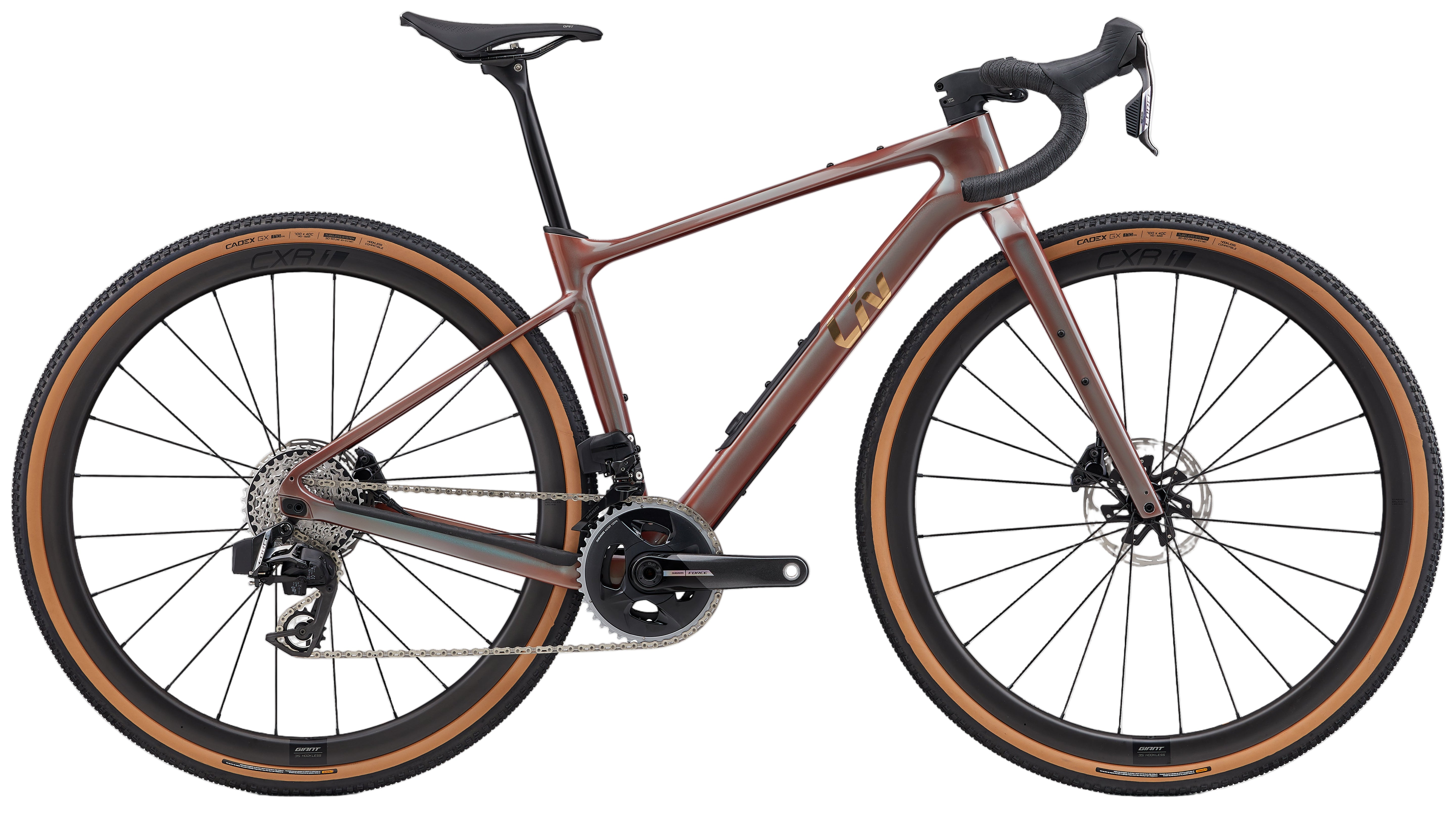 Liv Devote Advanced Pro gravel bike in Nebula color, featuring a lightweight frame, drop handlebars, and high-performance components.
