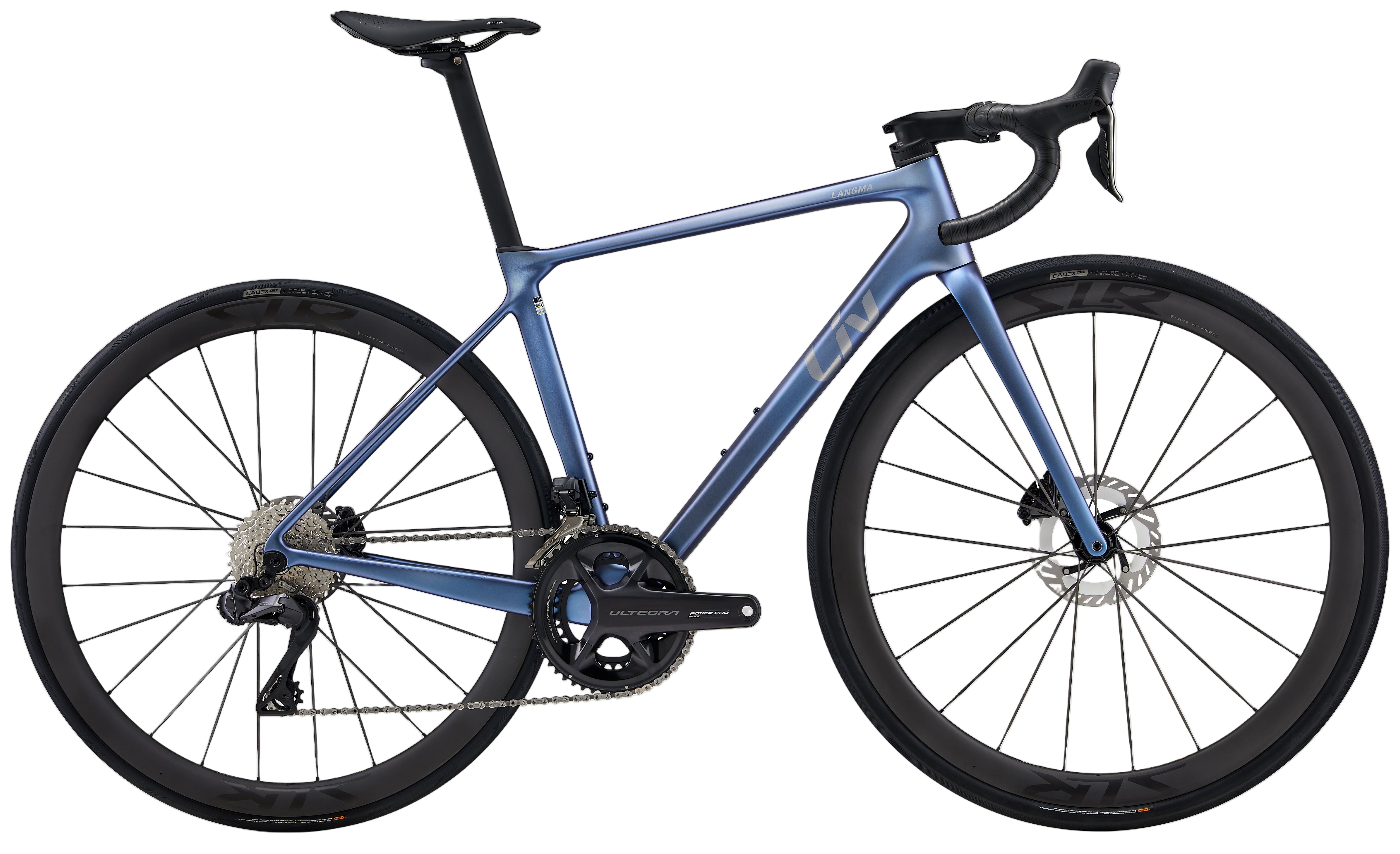 Liv Langma Advanced Pro 0 road bike with lightweight frame, aerodynamic design, and Thundercloud color, ideal for competitive cycling.