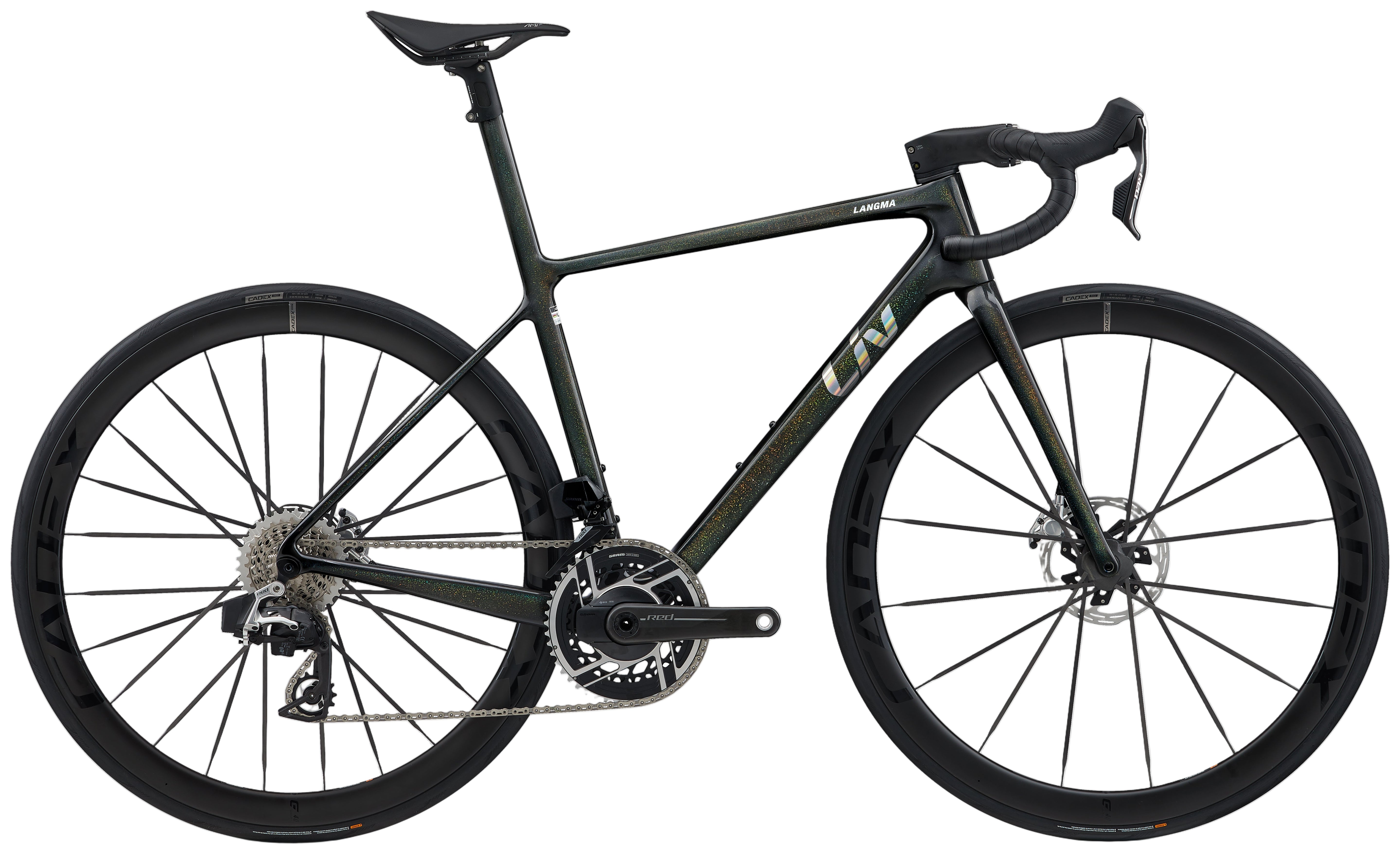 Liv Langma Advanced SL 0 road bike with rainbow and black frame, lightweight carbon construction, and aerodynamic design.