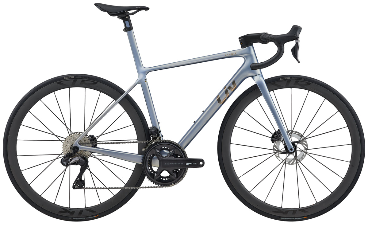 Liv Langma Advanced SL 1 road bike in dreamy blue, lightweight frame with aerodynamic design and carbon fiber construction.