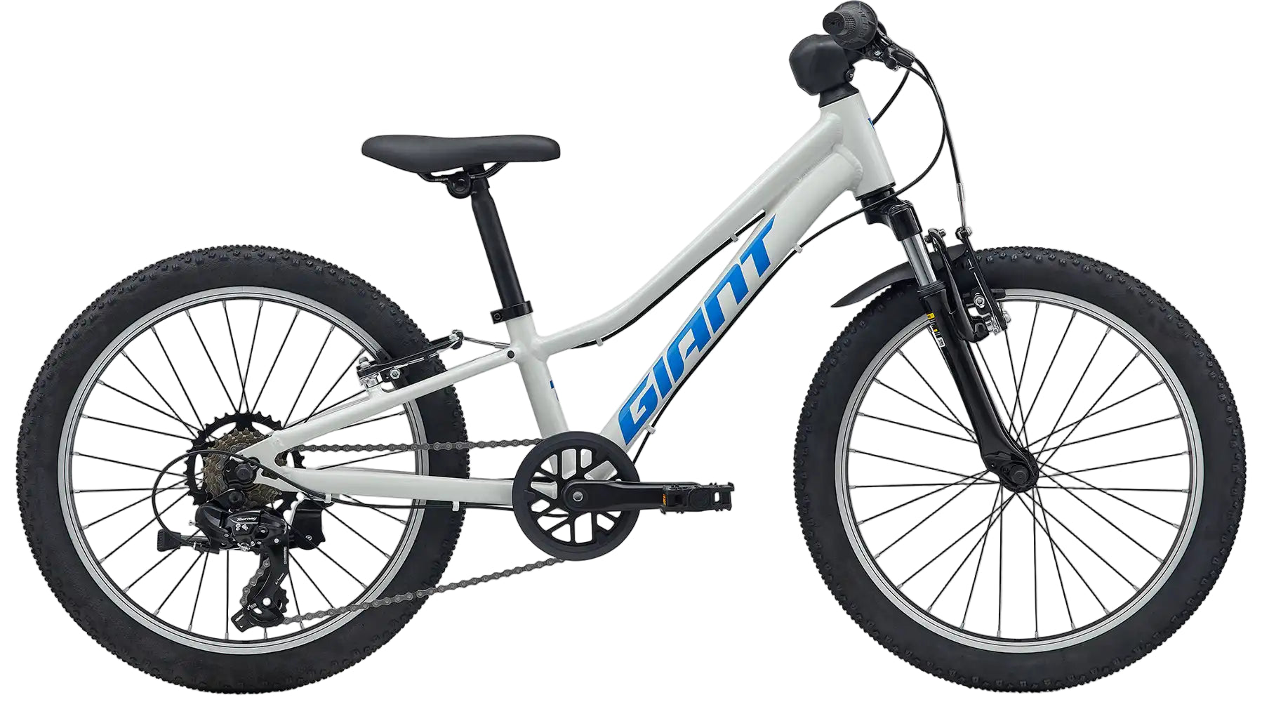 Giant Talon 20 kids' bike in Snow Drift color, featuring a lightweight frame and adjustable handlebars for young riders.