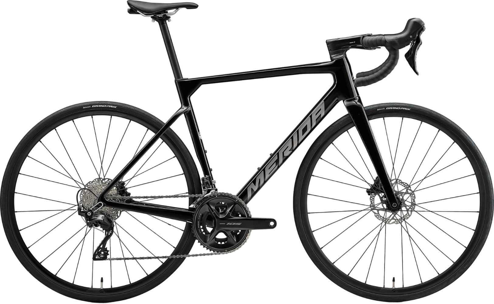 Merida Scultura 4000 road bike in metallic black and gunmetal grey, featuring lightweight frame and aerodynamic design.