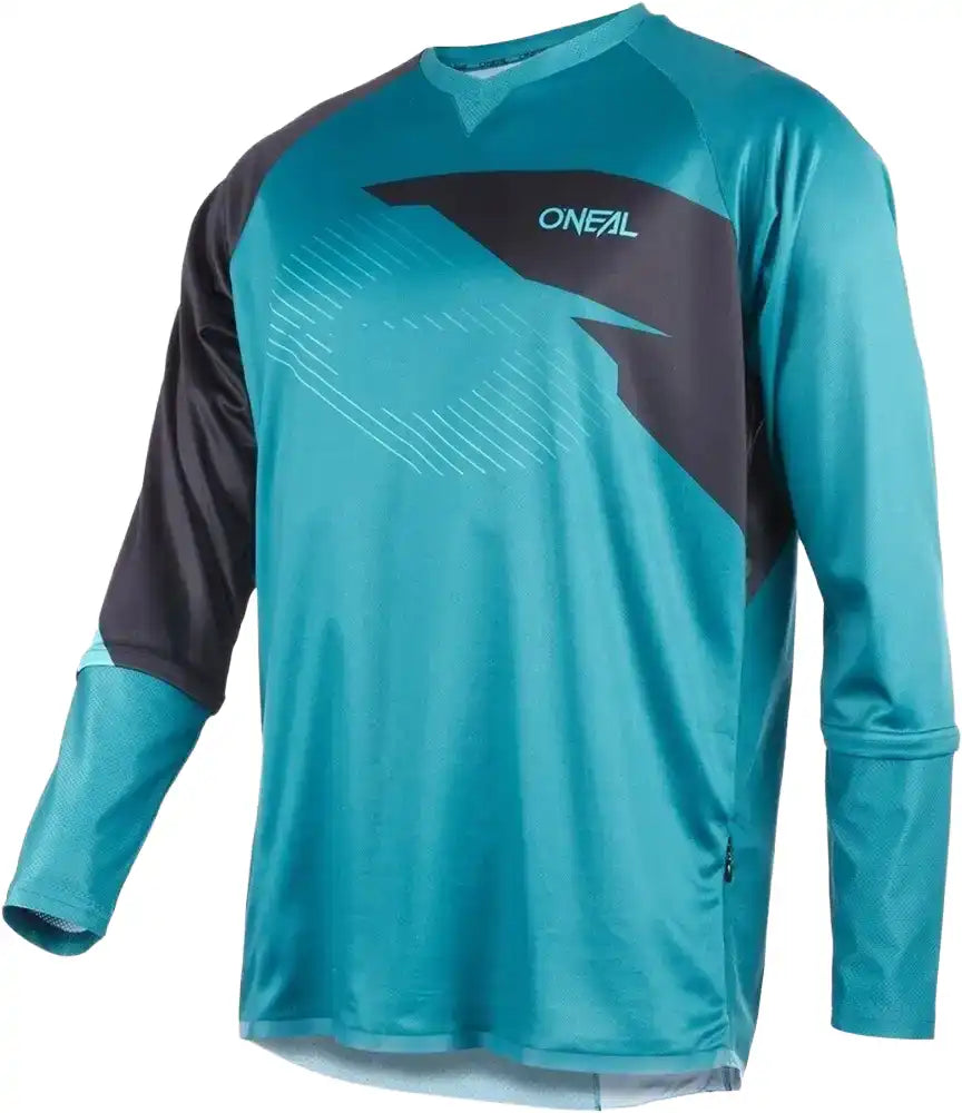 Men's Oneal Tobanga LS MTB jersey in vibrant colors, featuring breathable fabric and mountain biking design for active sportswear.