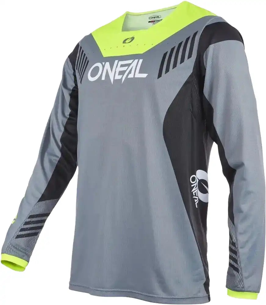 Youth MTB jersey by Oneal, Element FR Hybrid LS, made of breathable fabric with vibrant design and long sleeves for mountain biking.