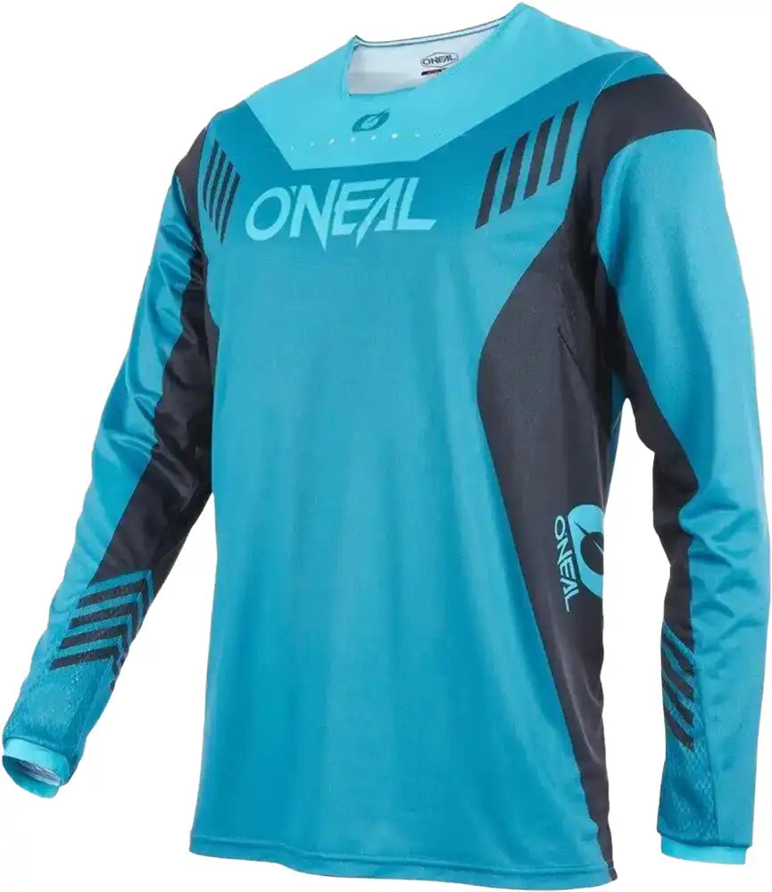 Men's Oneal Element FR Hybrid LS MTB jersey in black with logo, designed for mountain biking comfort and durability.