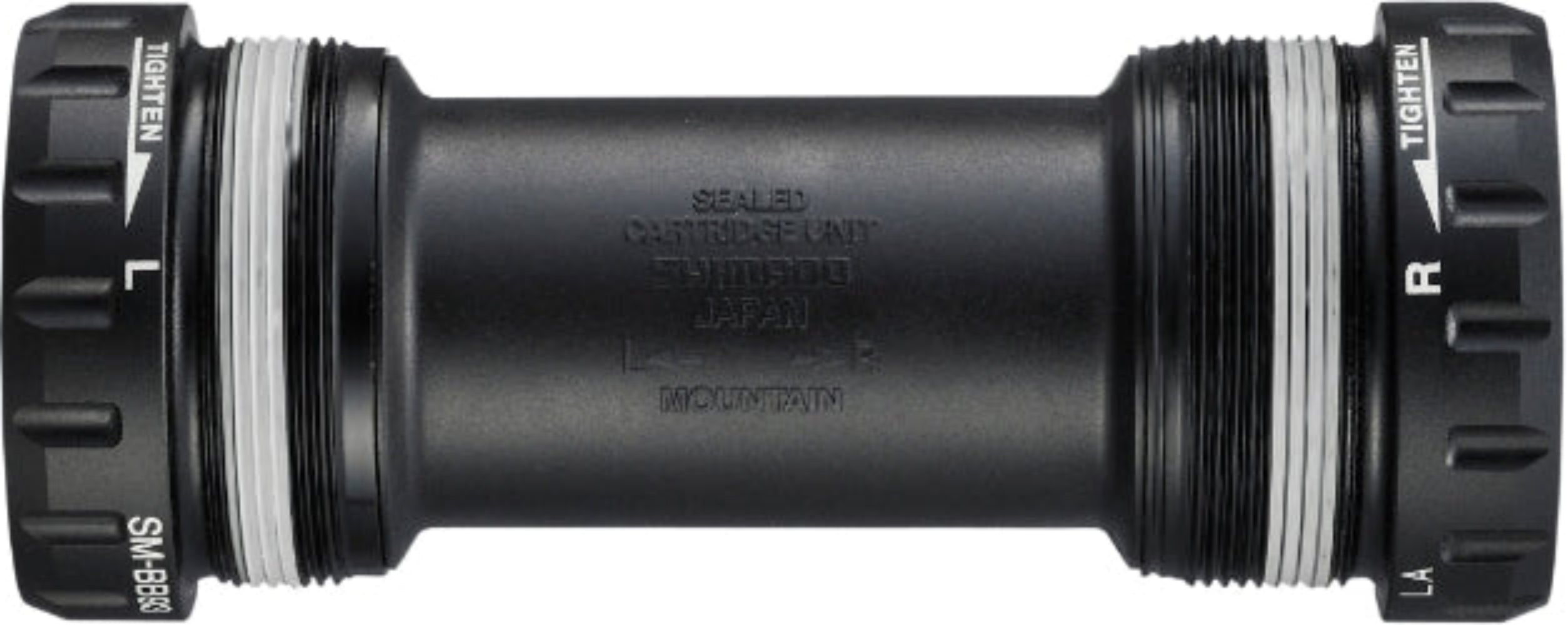 Shimano XTR BB93 threaded MTB bottom bracket, showing metal construction and threading details for mountain bike compatibility.