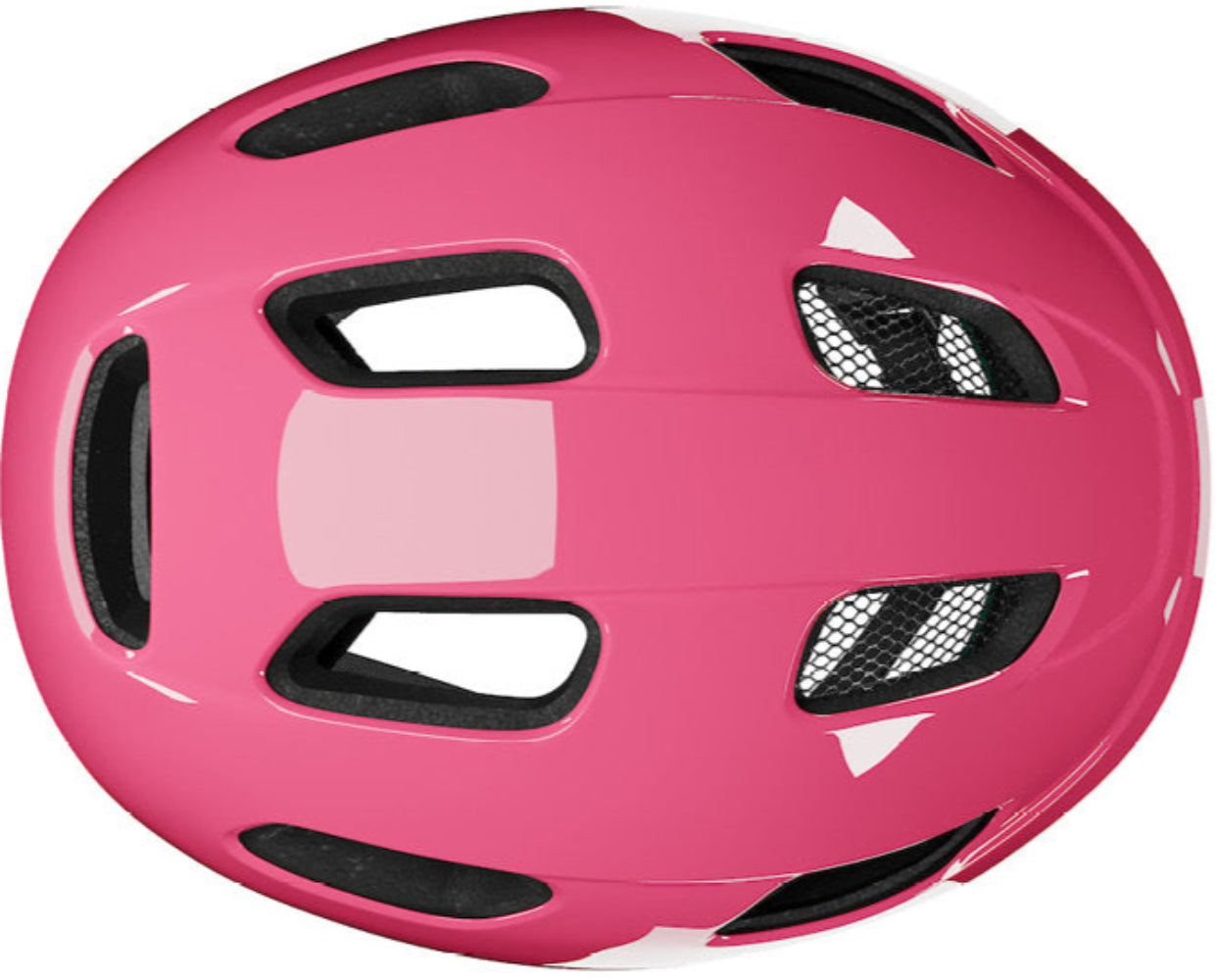 Lazer Nutz KinetiCore kids helmet in fuchsia, showing the top view with ventilation vents and sleek design.