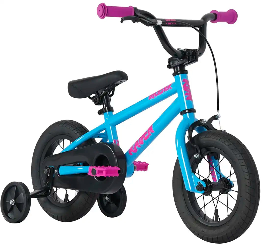 Raven Trickster 12 BMX bike with black frame and colorful accents, designed for young riders and beginner BMX enthusiasts.