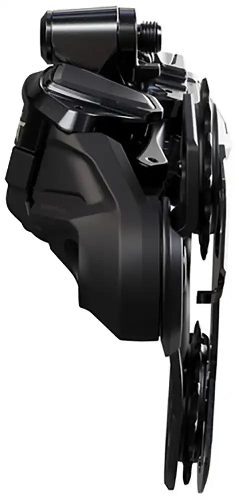 Shimano XT Di2 M8250 12-speed rear derailleur for mountain bikes, showing the sleek black component with Shimano branding.