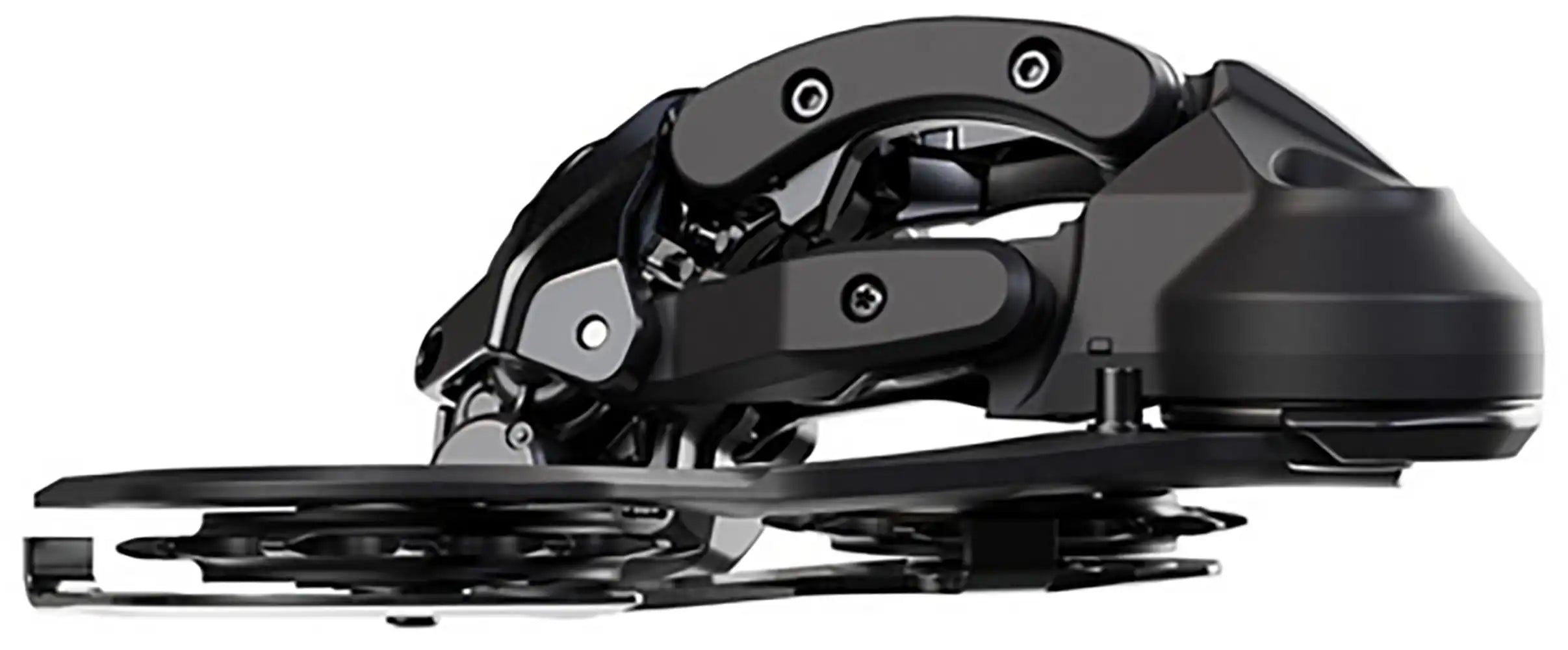 Shimano XT Di2 M8260 eMTB 12-speed rear derailleur for mountain bikes, showing the black and silver component with mounting hardware.