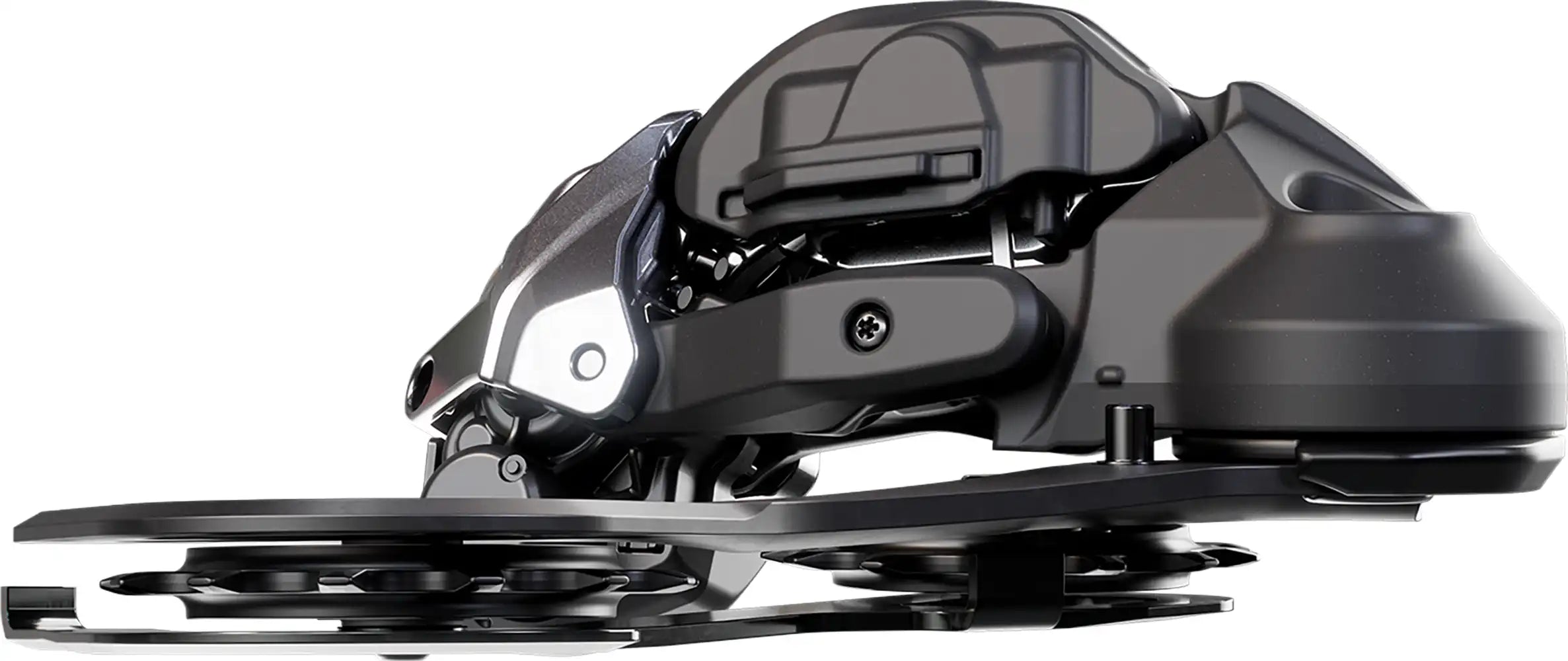 Shimano XTR Di2 M9250 12-speed rear derailleur showing sleek black Shimano bike parts with precise gear mechanism and branding