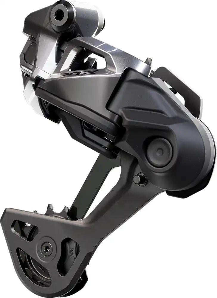 Shimano XTR Di2 M9260 eMTB 12-speed rear derailleur for mountain biking, shown in black with silver accents.