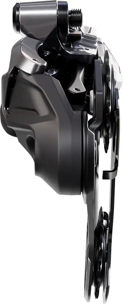 Shimano XTR Di2 M9260 12-speed eMTB rear derailleur, black parts with Shimano branding, mounted on mountain bike drivetrain.
