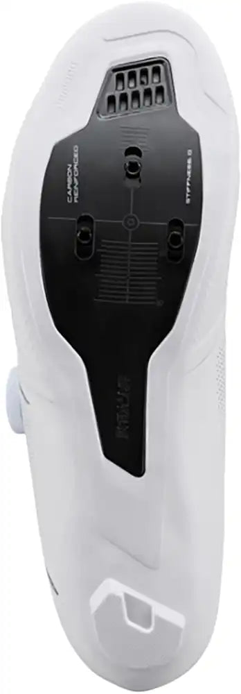 Shimano RC503 men's road cycling shoes with black and white design, featuring breathable uppers and secure closure system.